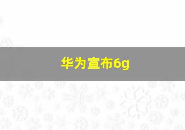 华为宣布6g