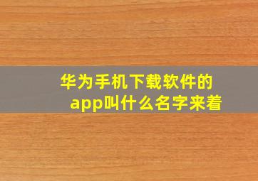 华为手机下载软件的app叫什么名字来着