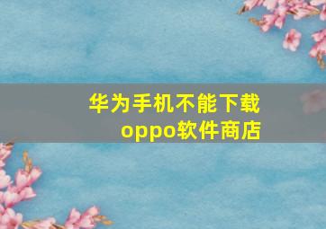 华为手机不能下载oppo软件商店