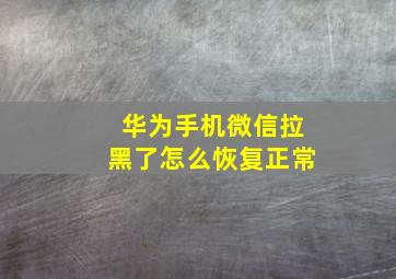 华为手机微信拉黑了怎么恢复正常