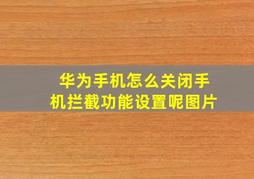 华为手机怎么关闭手机拦截功能设置呢图片