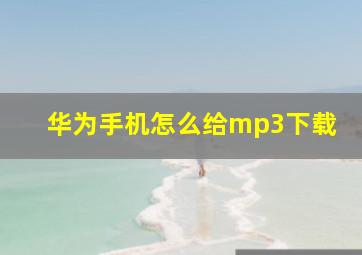 华为手机怎么给mp3下载