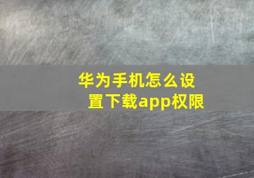 华为手机怎么设置下载app权限