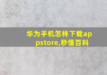 华为手机怎样下载appstore,秒懂百科