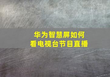 华为智慧屏如何看电视台节目直播