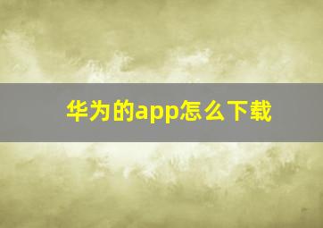 华为的app怎么下载