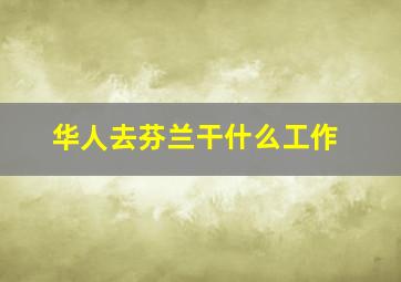 华人去芬兰干什么工作