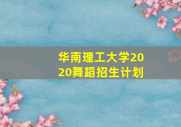 华南理工大学2020舞蹈招生计划