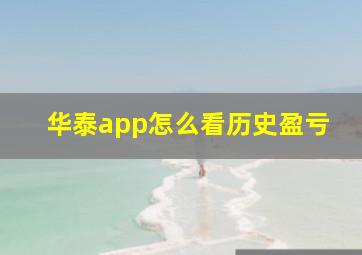 华泰app怎么看历史盈亏