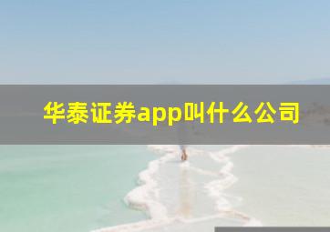 华泰证券app叫什么公司