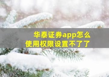 华泰证券app怎么使用权限设置不了了