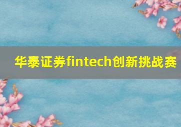 华泰证券fintech创新挑战赛