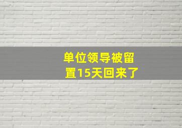 单位领导被留置15天回来了