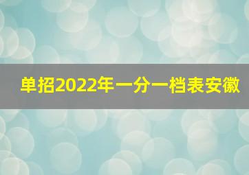 单招2022年一分一档表安徽