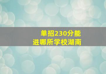 单招230分能进哪所学校湖南