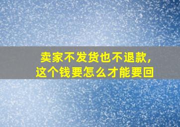 卖家不发货也不退款,这个钱要怎么才能要回