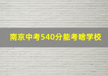 南京中考540分能考啥学校