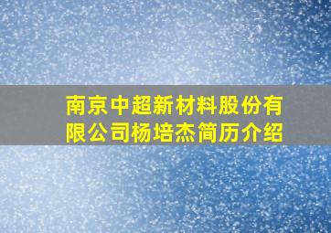 南京中超新材料股份有限公司杨培杰简历介绍