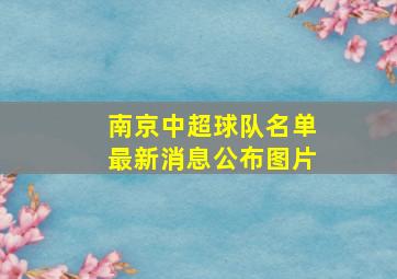 南京中超球队名单最新消息公布图片