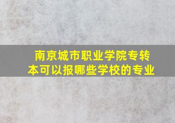 南京城市职业学院专转本可以报哪些学校的专业