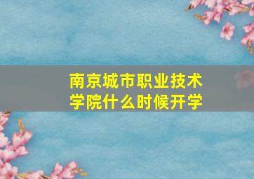 南京城市职业技术学院什么时候开学