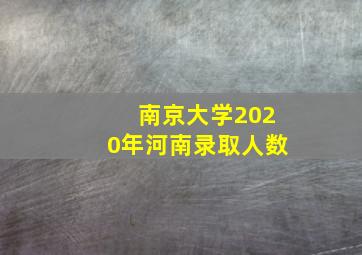 南京大学2020年河南录取人数