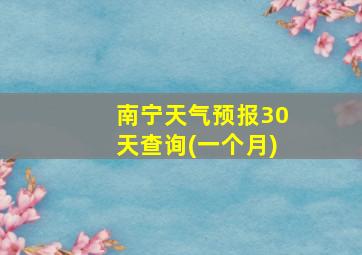 南宁天气预报30天查询(一个月)