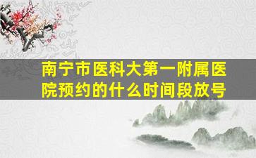 南宁市医科大第一附属医院预约的什么时间段放号