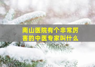 南山医院有个非常厉害的中医专家叫什么