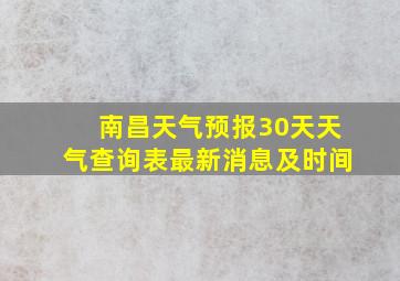 南昌天气预报30天天气查询表最新消息及时间