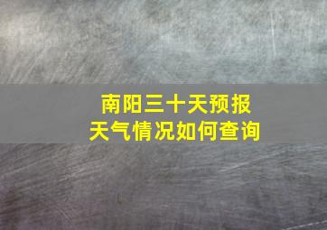 南阳三十天预报天气情况如何查询