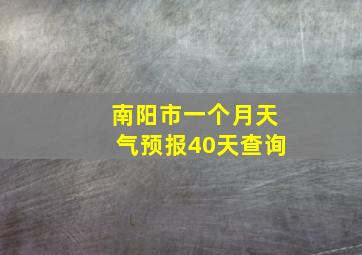 南阳市一个月天气预报40天查询