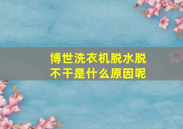 博世洗衣机脱水脱不干是什么原因呢