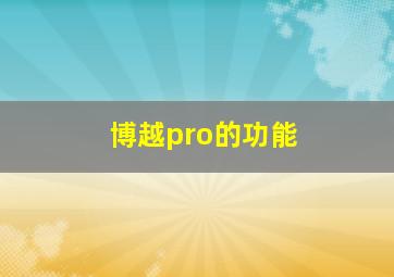 博越pro的功能