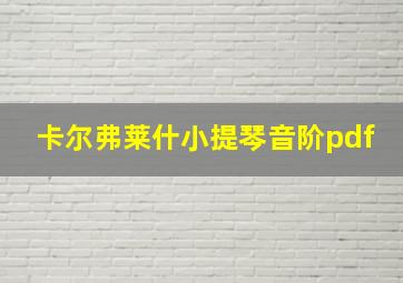 卡尔弗莱什小提琴音阶pdf