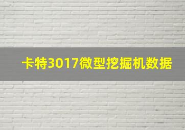 卡特3017微型挖掘机数据