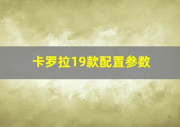 卡罗拉19款配置参数