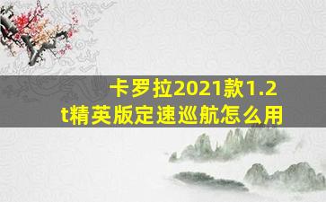 卡罗拉2021款1.2t精英版定速巡航怎么用