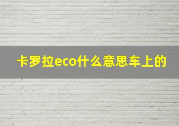 卡罗拉eco什么意思车上的