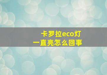 卡罗拉eco灯一直亮怎么回事