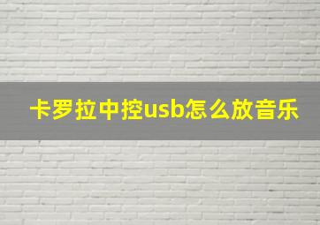 卡罗拉中控usb怎么放音乐