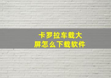 卡罗拉车载大屏怎么下载软件