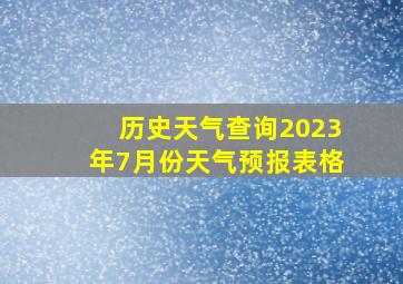 历史天气查询2023年7月份天气预报表格