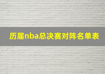 历届nba总决赛对阵名单表