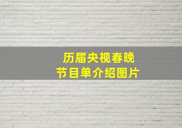 历届央视春晚节目单介绍图片