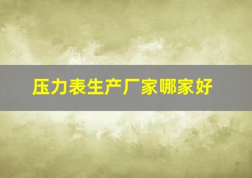 压力表生产厂家哪家好