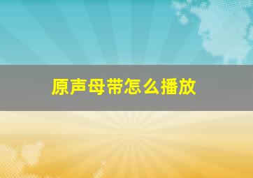 原声母带怎么播放