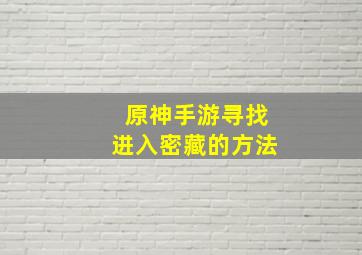 原神手游寻找进入密藏的方法