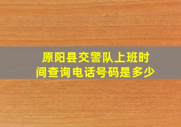 原阳县交警队上班时间查询电话号码是多少