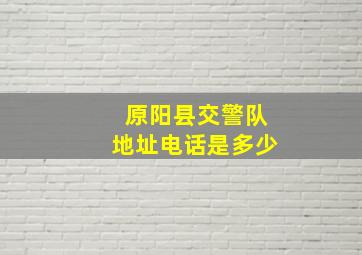 原阳县交警队地址电话是多少